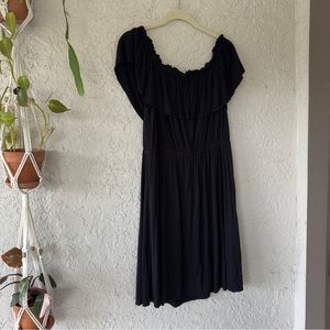 Off the shoulder black ruffle beach dress